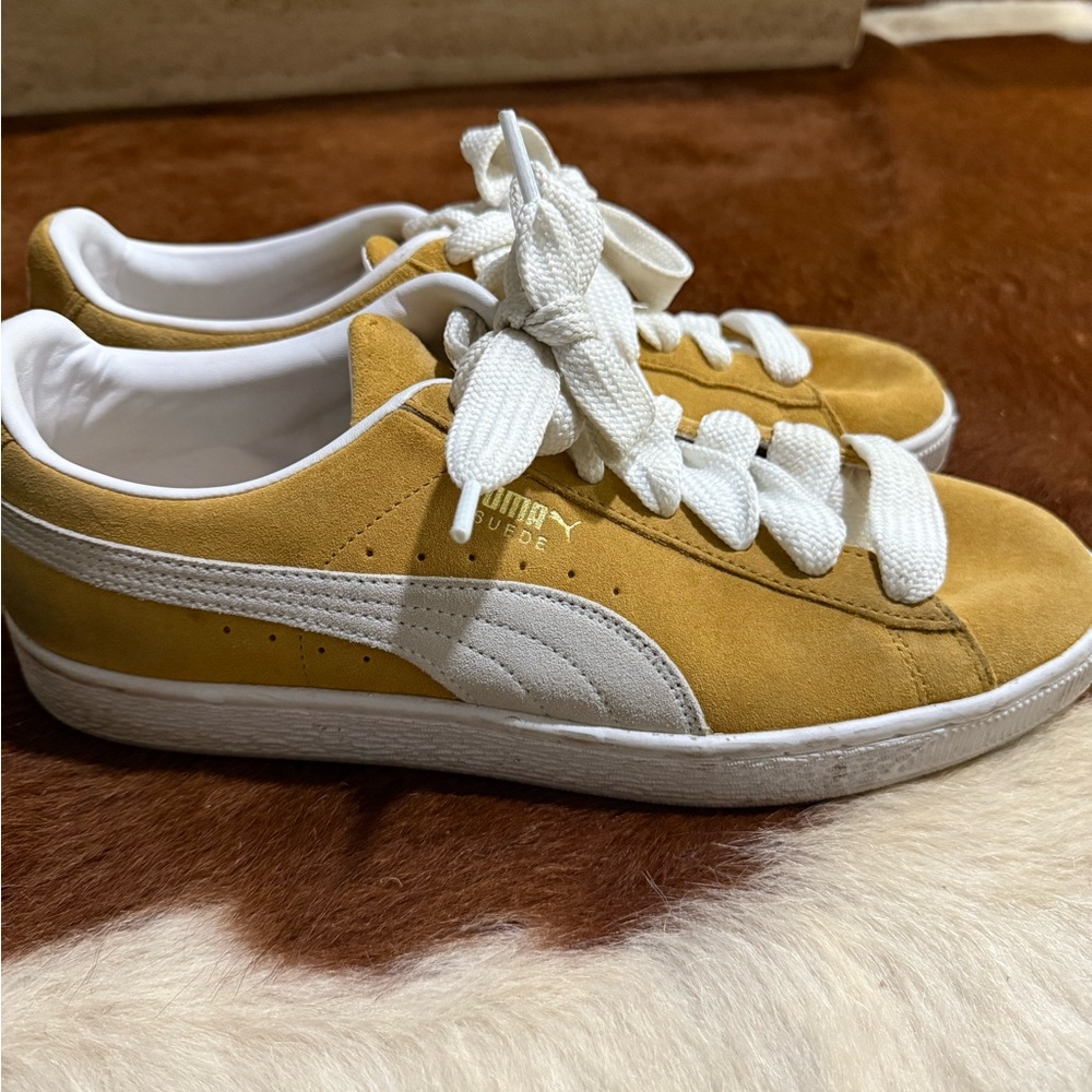 Puma Suede Mustard Sneakers with White Details